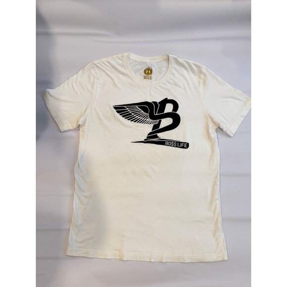 Other - Boss Life Brand Men’s T-Shirt L White Black Logo 100% Cotton Made in USA
